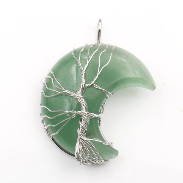Cross-Border New Handmade Necklace Jewelry Moon Natural Crystal Stone Tree Of Life Jewelry Pendant Necklace Accessories - Image 2