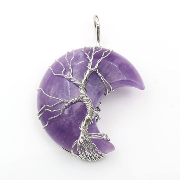 Cross-Border New Handmade Necklace Jewelry Moon Natural Crystal Stone Tree Of Life Jewelry Pendant Necklace Accessories - Image 4
