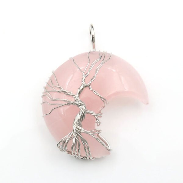 Cross-Border New Handmade Necklace Jewelry Moon Natural Crystal Stone Tree Of Life Jewelry Pendant Necklace Accessories - Image 6