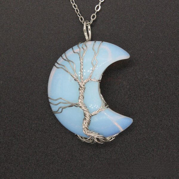 Cross-Border New Handmade Necklace Jewelry Moon Natural Crystal Stone Tree Of Life Jewelry Pendant Necklace Accessories - Image 10